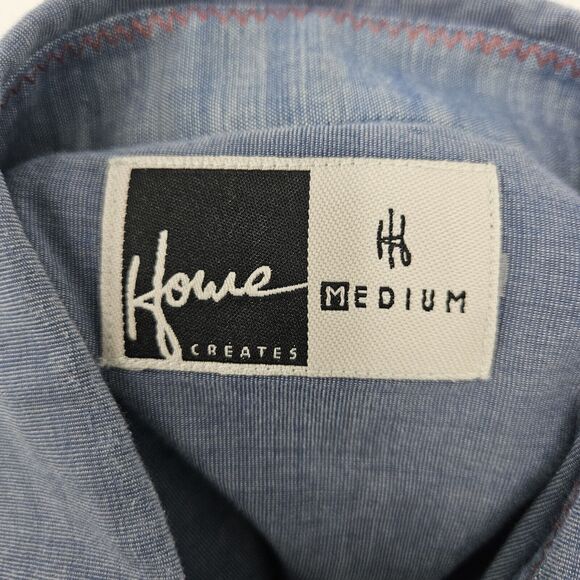 Howe Shirt Mens Medium Button Up Blue Casual Short Sleeve‎ Creates - Picture 8 of 9